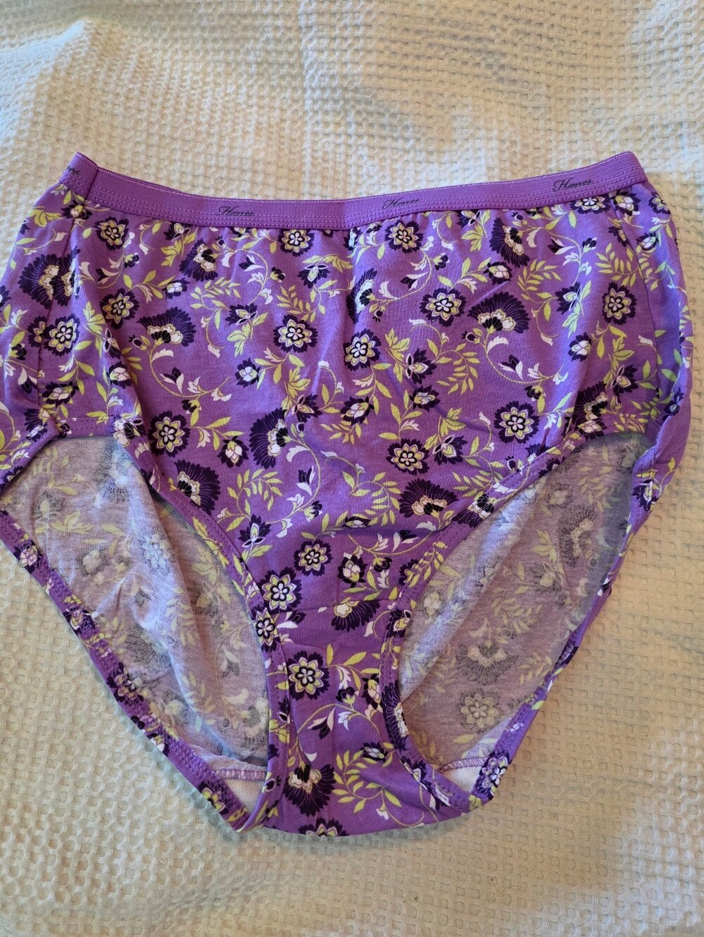 Hanes Cotton Floral Brief Panties Size 7 Large NWOT